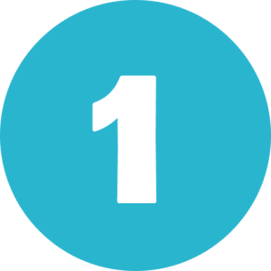 Blue circle with number one inside.